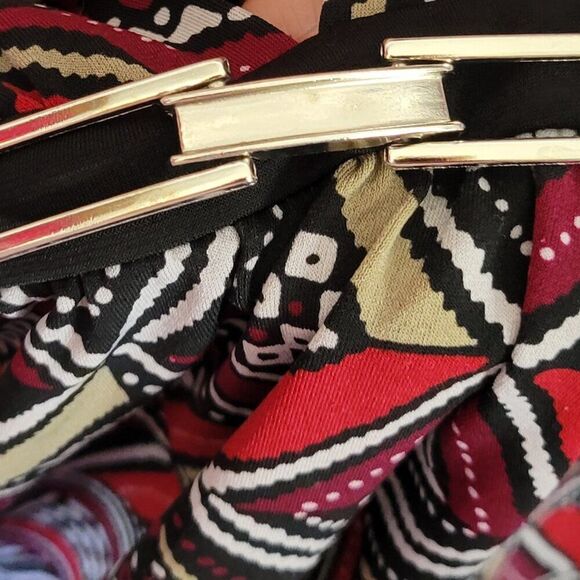 Notations Woman 1X Plus Blouse Retro Y2K mock layer gold hardware silky EUC - Picture 4 of 12